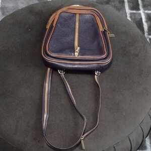 Purple and Tan Leather Backpack Preowned